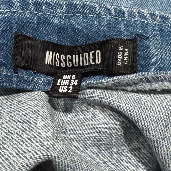 Missguided Front Button Ruffle Sleeve Denim Mini Dress Women’s 4 - Picture 3 of 3